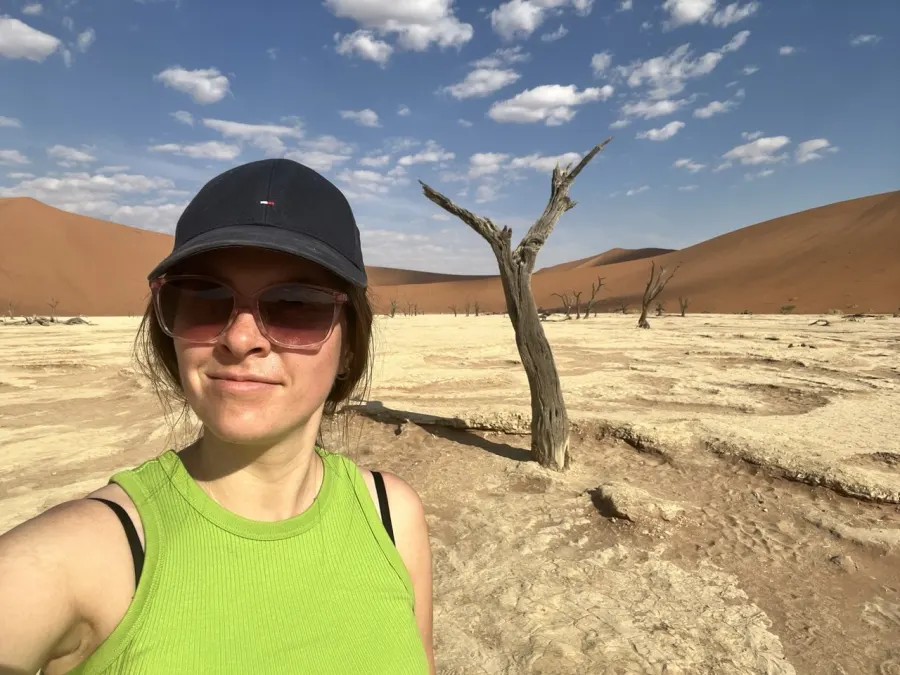 Anna Korol at Deadvlei in the Namib Desert, Namibia